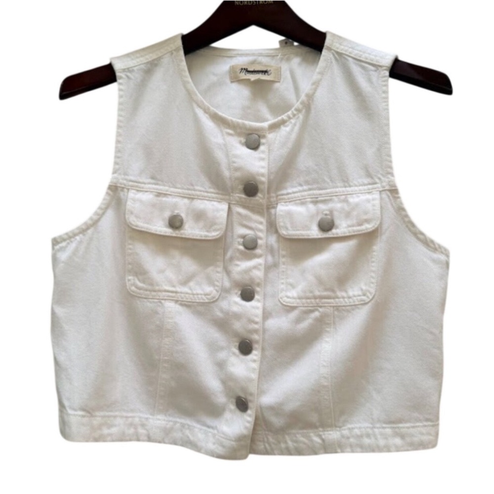 Madewell‎ White Denim Button-Front Vest – Small NWT